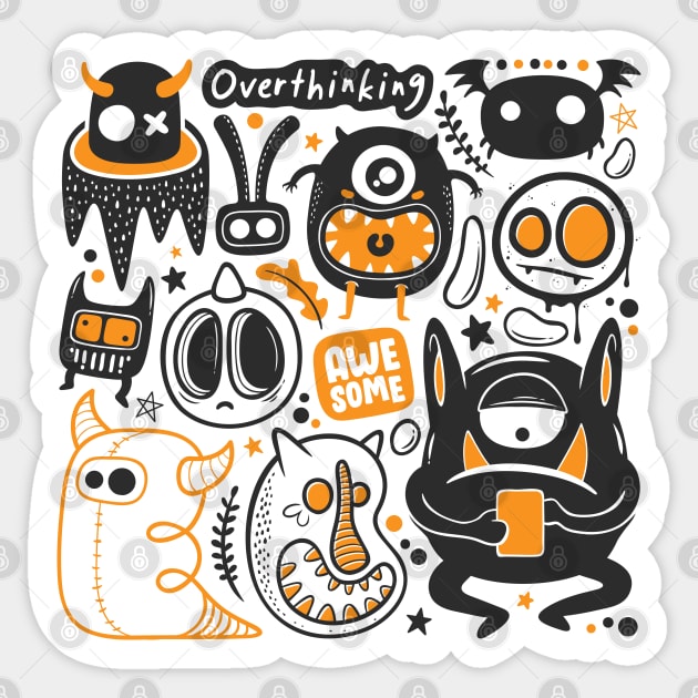 Overthinking Doodle Sticker by Mako Design 